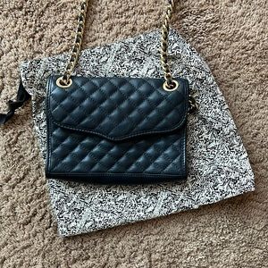 Rebecca Minkoff Bag - Quilted in Navy Blue with Gold Chain